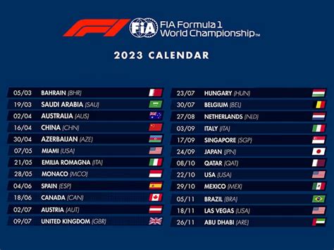 formula 1 calendar 2023 official